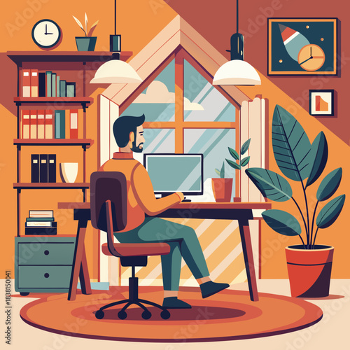 man working on laptop