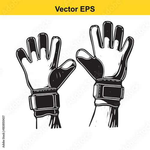 Hand drawn goalkeeper gloves for sports and soccer protection