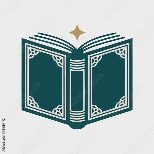 An open, ornate, antique book with illuminated pages, suggesting knowledge, wisdom, and the magic of storytelling