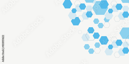 Abstract blue hexagon banner background.