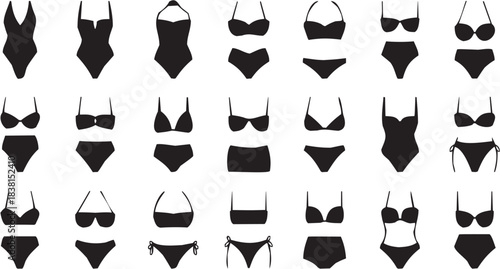 Various Styles of Women's Underwear. A black-and-white fashion illustration representing lingerie diversity.
