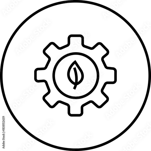 Energy saving eco power icon in black line style, sustainability electricity efficiency symbols pack with renewable green energy illustration, environmental resource graphic element