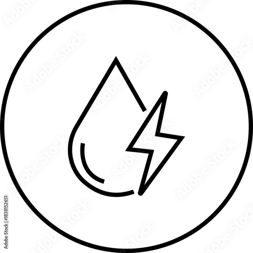 Energy saving eco power icon in black line style, sustainability electricity efficiency symbols pack with renewable green energy illustration, environmental resource graphic element