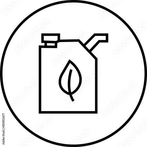 Energy saving eco power icon in black line style, sustainability electricity efficiency symbols pack with renewable green energy illustration, environmental resource graphic element