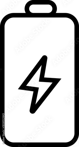 Energy saving eco power icon in black line style, sustainability electricity efficiency symbols pack with renewable green energy illustration, environmental resource graphic element