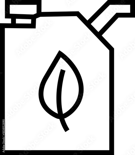 Energy saving eco power icon in black line style, sustainability electricity efficiency symbols pack with renewable green energy illustration, environmental resource graphic element