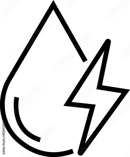 Energy saving eco power icon in black line style, sustainability electricity efficiency symbols pack with renewable green energy illustration, environmental resource graphic element