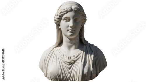 Valokuva Marble bust of a woman PNG isolated on transparent background, classical sculptu