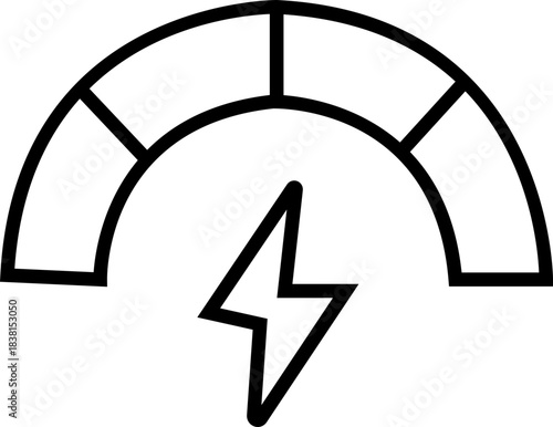 Energy saving eco power icon in black line style, sustainability electricity efficiency symbols pack with renewable green energy illustration, environmental resource graphic element