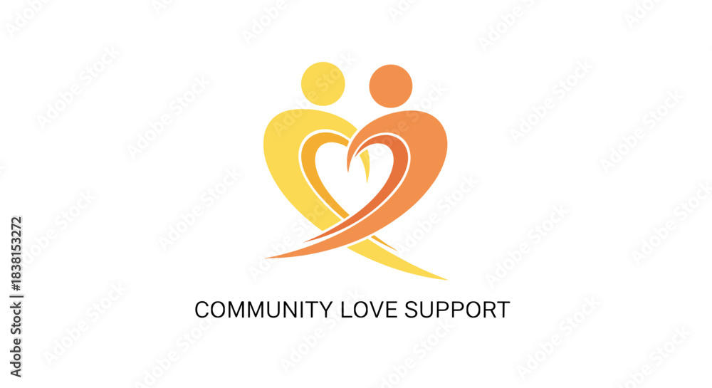 Obraz premium Community love support logo featuring interconnected figures 