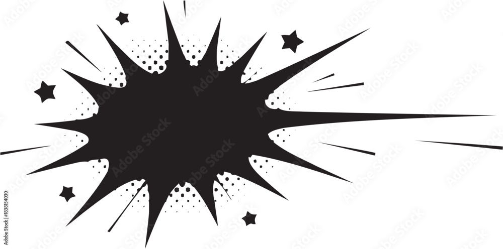 Fototapeta premium Comic Explosion Icon in Line Style. A stylized burst graphic with stars and dynamic lines