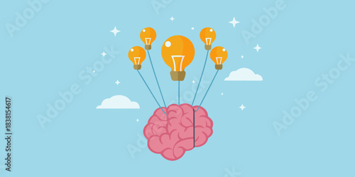 Bright ideas float from the brain a concept of creativity and innovation