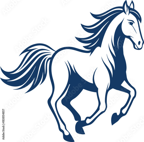Dark blue horse vector galloping across white background animal mammal vector illustration EPS file download.
