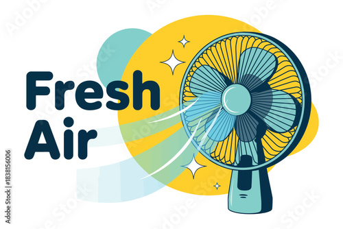 A fan circulates fresh air, creating a cooling breeze.