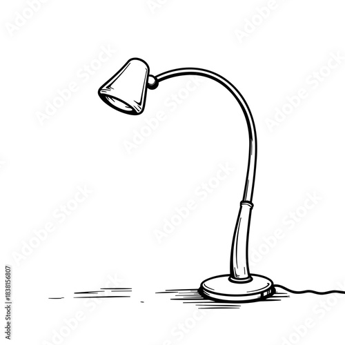 Abstract floor lamp drawing, minimalist design and children's coloring activity