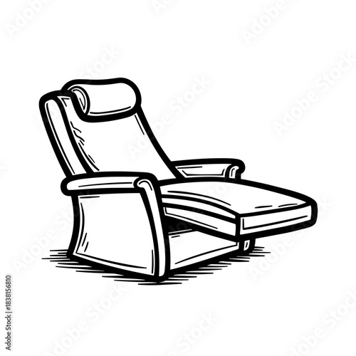 Abstract lounge chair with headrest, coloring book page for kids and fun activity