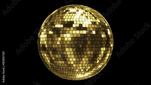Golden and Rainbow Disco Ball Rotating Seamless Loop Background VJ Motion Graphic with Light Ray and Party Atmosphere
