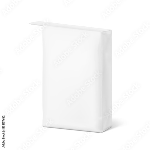 Folded pasted valve bag mockup with. High realistic. Vector illustration isolated on white background. Ready for use in presentation, promo, advertising and more. EPS10.