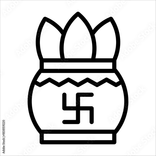 Ceremonial Festival Pot with Lotus Icon for Design Element