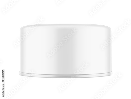 Hight realistic bottom tin can with easy-open lid mockup. Vector illustration isolated on white background. Easy to use for presentation your product, idea, design. EPS10.