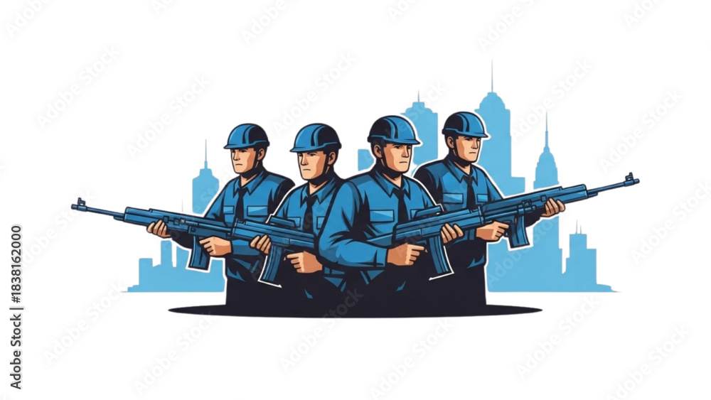 Obraz premium Group of Soldiers Standing in Camouflage Military Uniforms