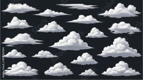 White Fluffy Clouds on Blue Sky Seamless Pattern Background