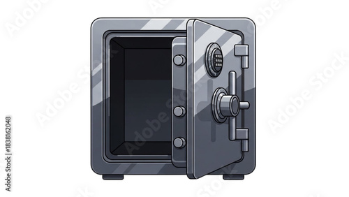 Closed Metal Bank Safe Box Isolated on White Background