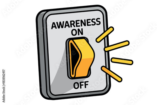 A light switch is flipped to the 'on' position, symbolizing awareness.