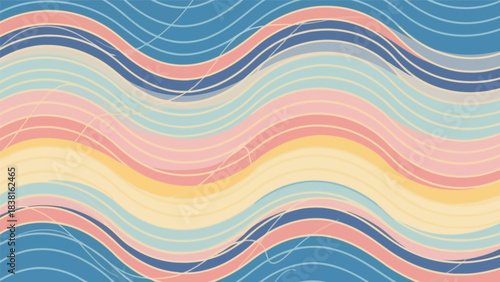 Pastel wave pattern background with soothing colors and flowing line design element