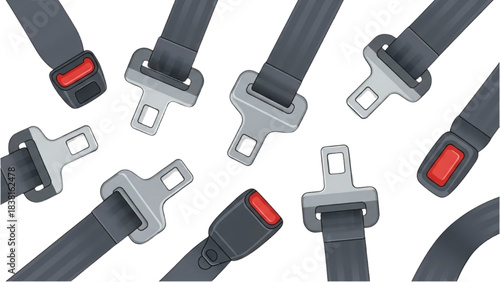 Safety first A collection of car seatbelt buckles and straps for secure travel