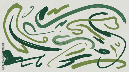 Abstract vector pattern with bold brush strokes in shades of green providing a modern touch