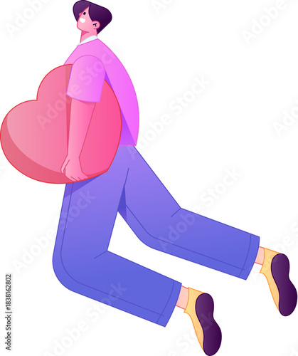 A relief illustration of a figure holding a caring hand, embodying the act of sharing affection.
