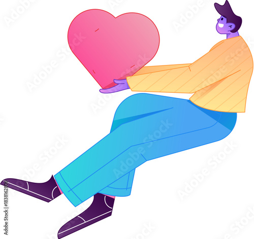 A relief illustration of a figure holding a caring hand, embodying the act of sharing affection.
