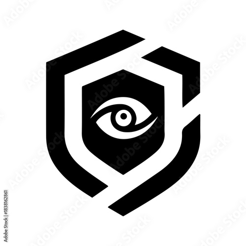 Security and vision shield logo icon abstract symbol of surveillance, protection, and monitoring