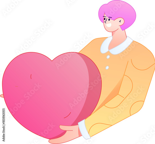 A relief illustration of a figure holding a caring hand, embodying the act of sharing affection.
