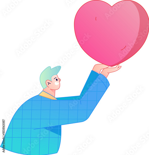 A relief illustration of a figure holding a caring hand, embodying the act of sharing affection.
