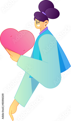 A relief illustration of a figure holding a caring hand, embodying the act of sharing affection.
