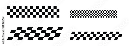 Four different styles of black and white checkered patterns