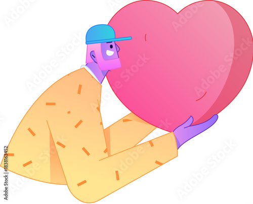 A relief illustration of a figure holding a caring hand, embodying the act of sharing affection.
