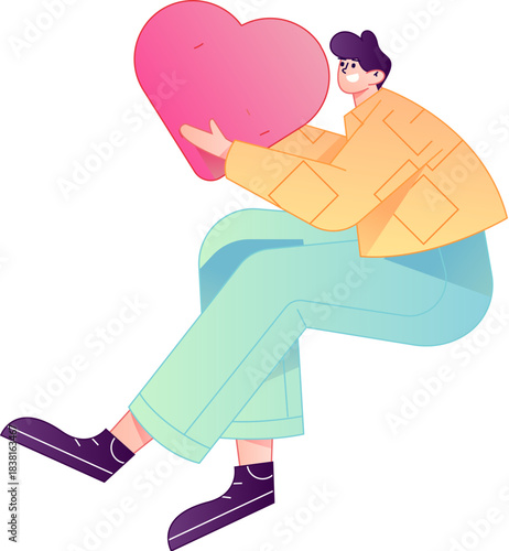 A relief illustration of a figure holding a caring hand, embodying the act of sharing affection.
