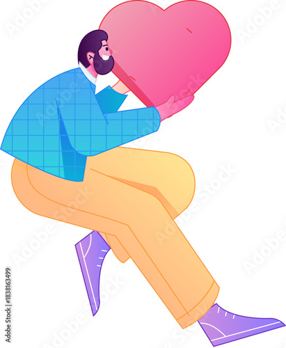 A relief illustration of a figure holding a caring hand, embodying the act of sharing affection.
