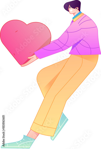 A relief illustration of a figure holding a caring hand, embodying the act of sharing affection.
