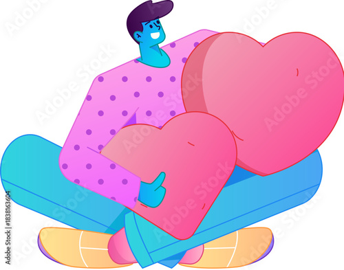 A relief illustration of a figure holding a caring hand, embodying the act of sharing affection.
