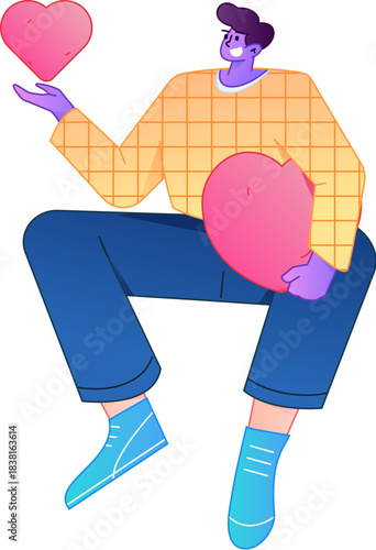 A relief illustration of a figure holding a caring hand, embodying the act of sharing affection.
