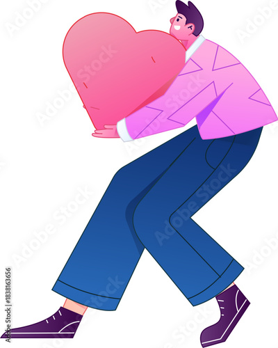 A relief illustration of a figure holding a caring hand, embodying the act of sharing affection.
