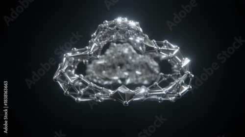 Seamless Loop: Cloud of Glowing Silver Nanobots Rapidly Self-Assembling into Complex Structures