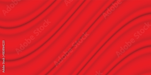 Abstract luxury Red metal curved stripes, shiny striped 3D metal abstract background, technology. Elegant red ribbons backdrop for invitation, cover, luxe invite, banner, voucher. Premium Vector EPS10