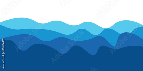 Seamless sea waves layered vector background. Blue ocean waves. Water wave pattern design.