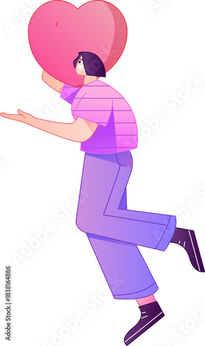 A relief illustration of a figure holding a caring hand, embodying the act of sharing affection.
