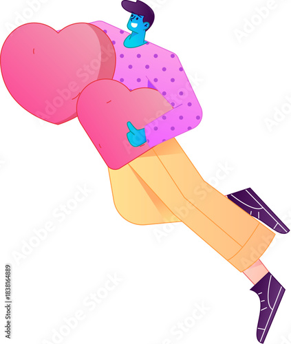 A relief illustration of a figure holding a caring hand, embodying the act of sharing affection.
